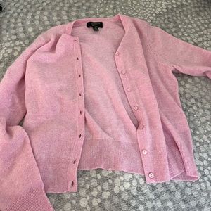 Pink Cashmere Button Down Sweater